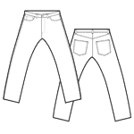 Menswear Classic Jean Jeans 5 Five Pocket Levi's 501 Flat Spec Sketches Technical Fashion Drawing