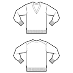 Menswear Classic Sweater Jumper Knit Knitwear VNeck V Neck Flat Spec Sketches Technical Fashion Drawing