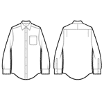 Menswear Classic Shirt Dress Single Cuff Placket Flat Spec Sketches Technical Fashion Drawing